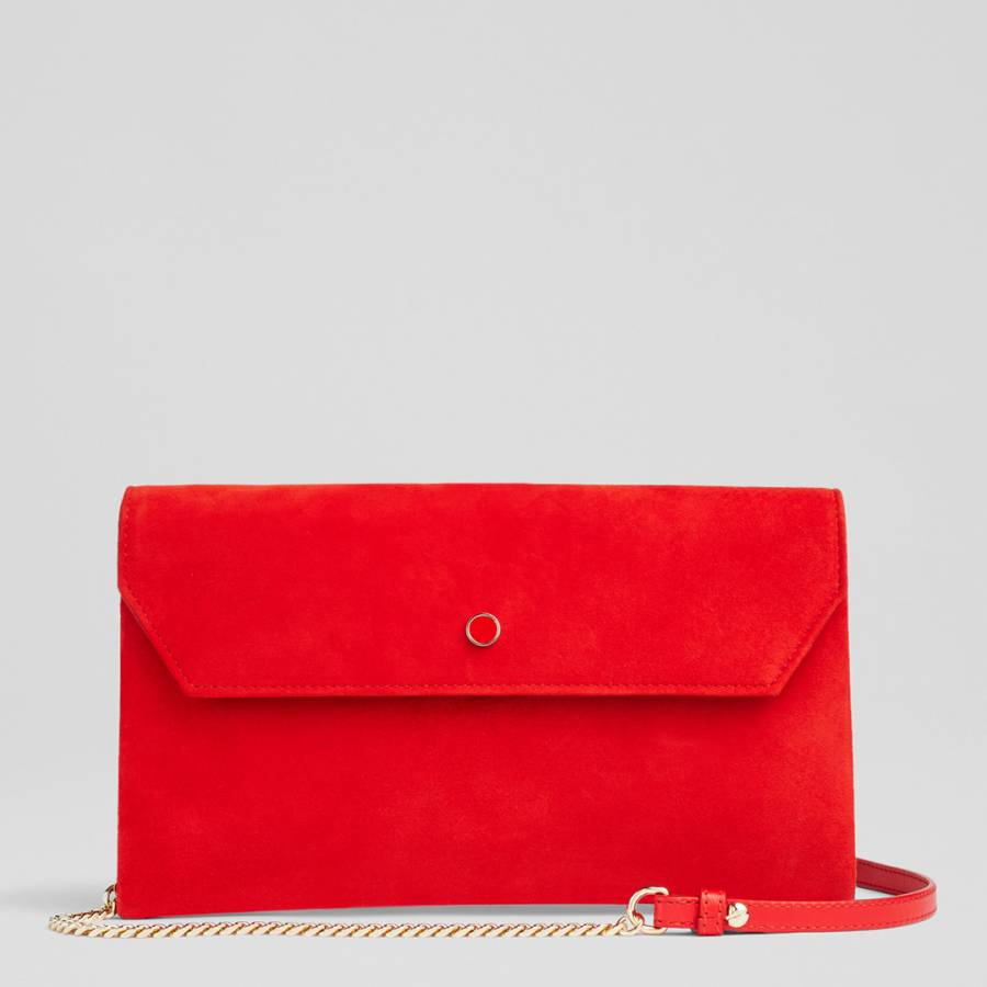 Red suede hot sale clutch bag