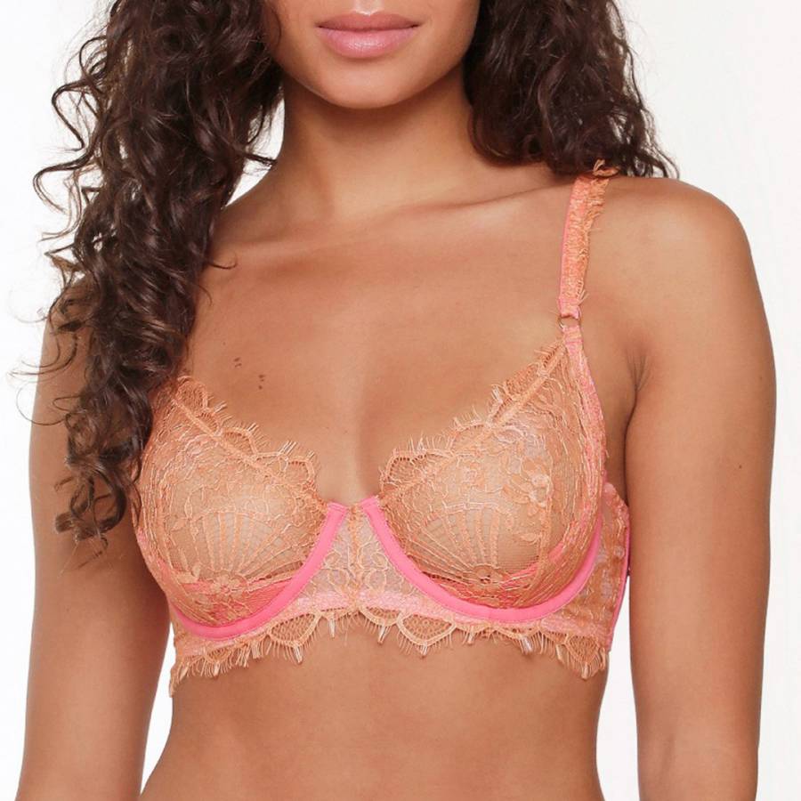 Beija Honeycomb Patterned Lace Non Wired Soft Cup Bralette Waves X Bra in  White