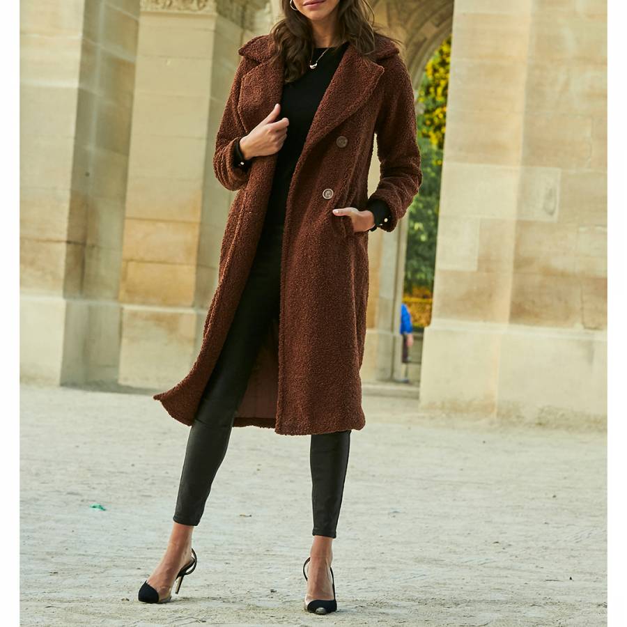 Khaki Faux Fur Trim Luxe Longline Padded Coat