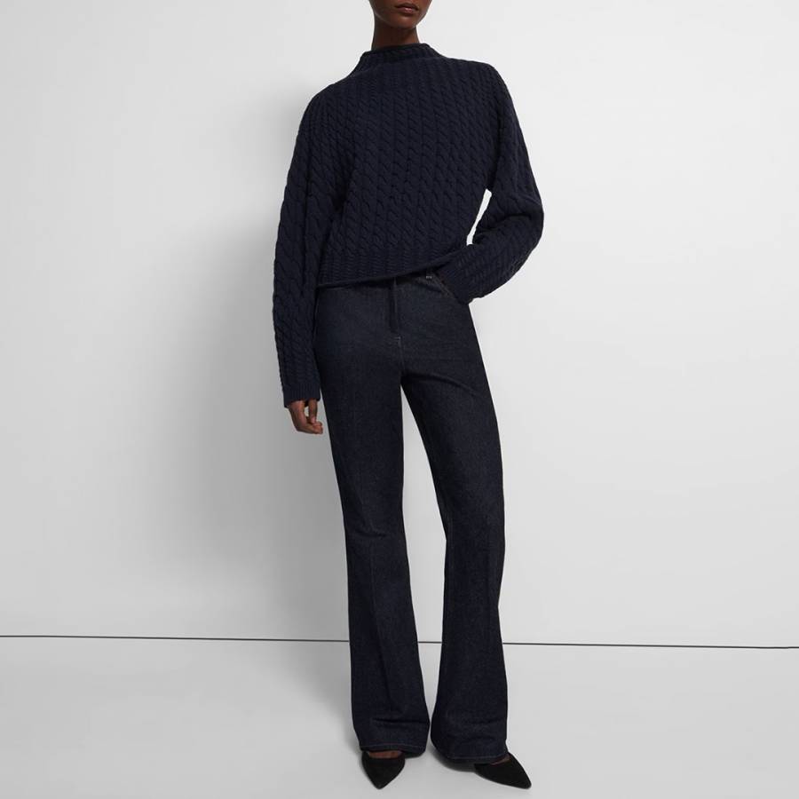 Navy Cable Knit Wool Blend Jumper - BrandAlley