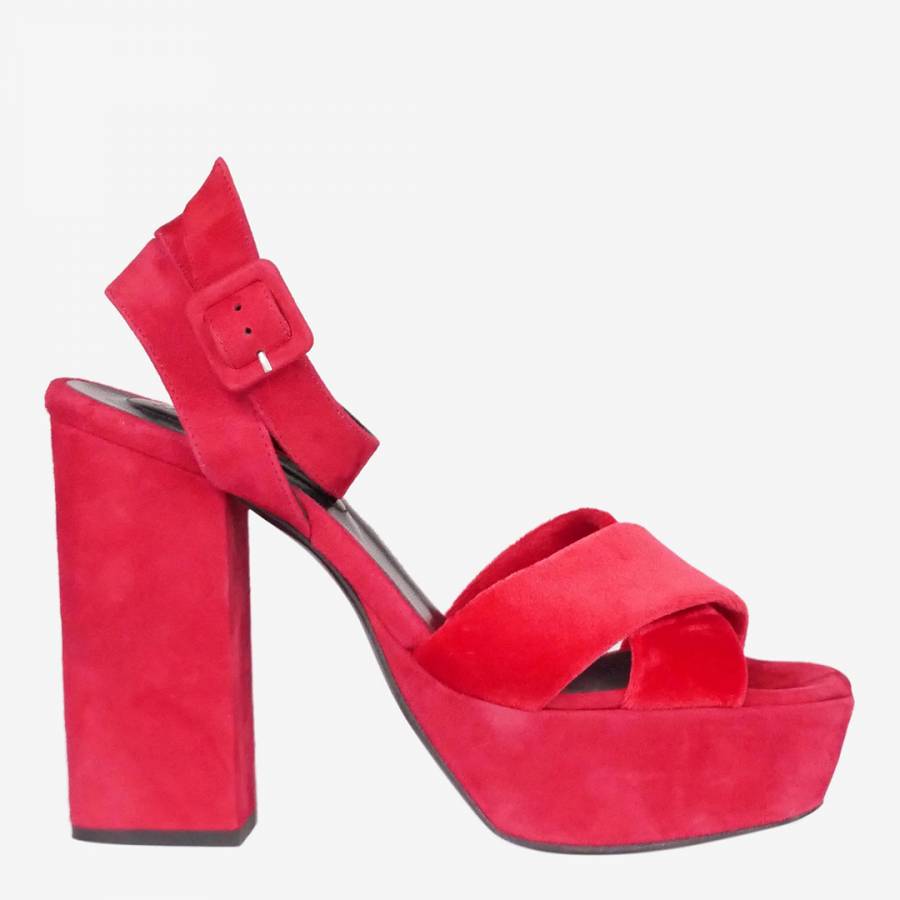 Red suede sales strappy heels