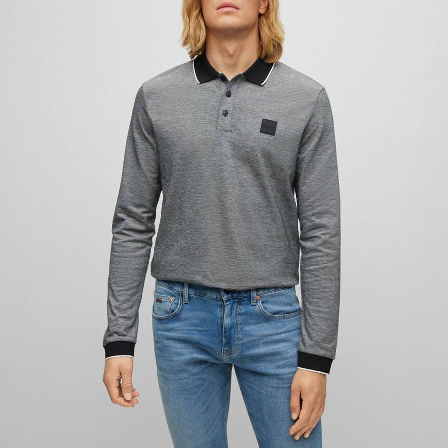 Grey Peoxfordlong Cotton Polo Shirt - BOSS Menswear - Sales - Men ...