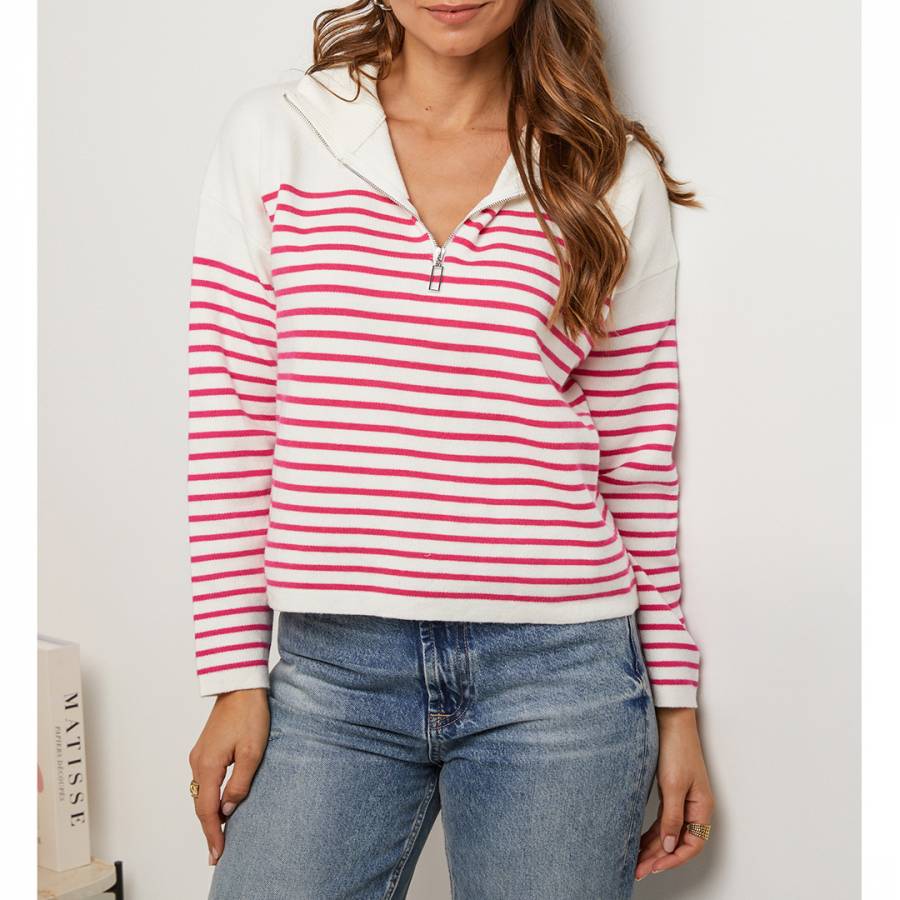 Cream Striped Cashmere Blend Jumper