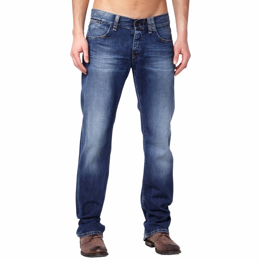 Men's Blue Denim Rogar Straight Leg Jeans - BrandAlley