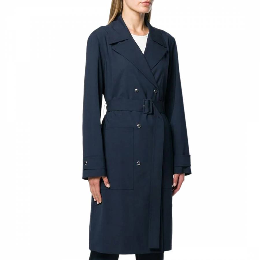 Navy Wool Blend Military Trench Coat - BrandAlley