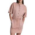Reiss Pink Emlyn Casual Cotton Blend Dress
