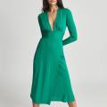 Reiss Green Rosie Jersey Plunge Midi Dress