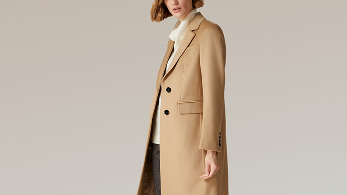 Calvin Klein Women's Classic Cashmere Wool Blend Coat, Camel, 14