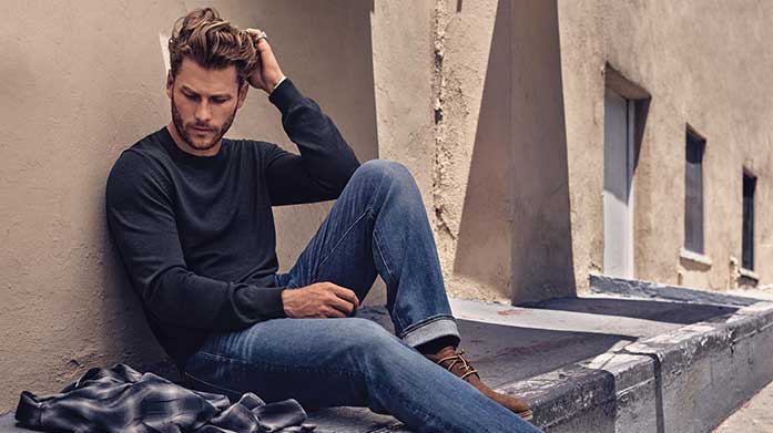 Denim Dressing For Him The never-fading denim trend is here to stay! Explore bootcut jeans, straight leg jeans and skinny stretch jeans from 7 For All Mankind, Levi's®, Diesel and friends. Jeans from £35.