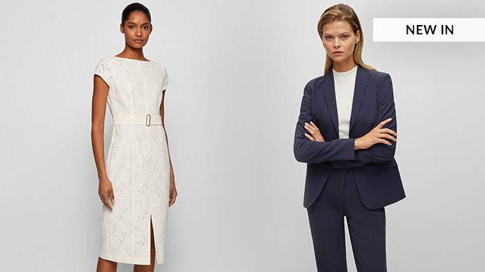 New: BOSS Womenswear Allow BOSS to bring a little luxury to your lifestyle. Shop sleek dresses, elegant blouses, tailored separates and more for your office, events & everyday wardrobes. Dresses from £85.