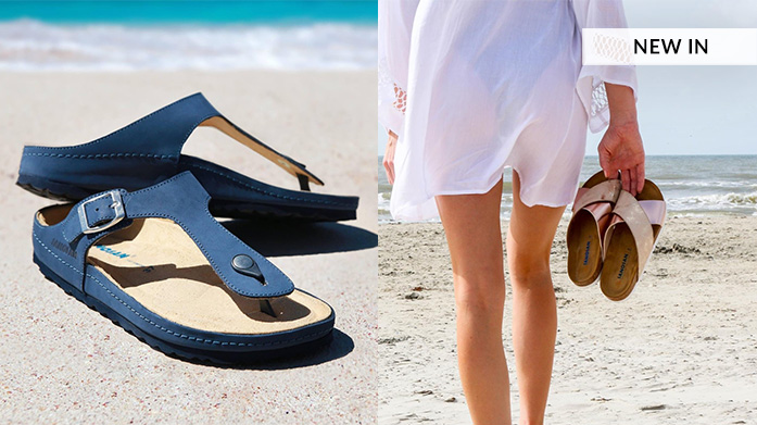 New In: Sanosan Sandals! Women's & Men's Footwear Step into exceptional comfort this spring with Sanosan sandals and flip flops. Meticulously crafted to provide the utmost support and cushioning.