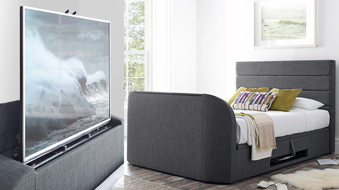 Smart Furniture: TV & Media Beds Watch your TV appear as if by magic from your comfortable ottoman bed. Exclusively from TV Bed Store, featuring Built in Speakers, Bluetooth & USB charging ports.