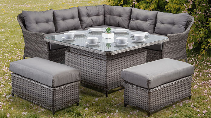 Rattan Garden Furniture & Storage Shop our edit of stylish rattan seating, with a set to suit every garden. Shop 9-seater corner sofas, 2-seater bistro sets and a range of rattan storage boxes.