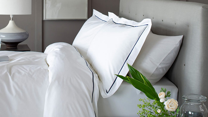 Sleeping Sanctury: Lyndon Co Bedding Welcome to the Sleep Sanctuary, featuring luxury bedding in grey, white and champagne, exclusively from The Lyndon Company.