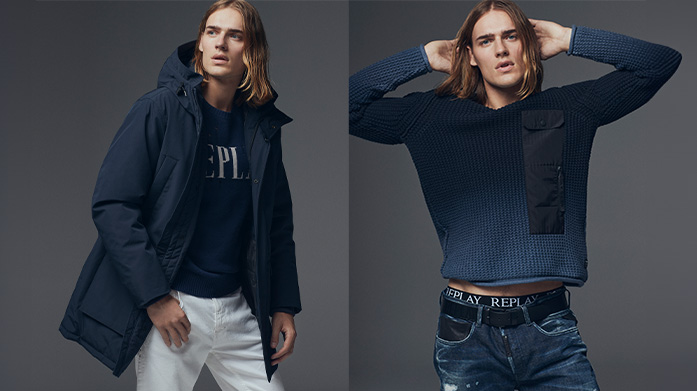 New Replay Menswear Explore the denim experts: Replay for on-trend jeans in a range of classic cuts and contemporary styles. Plus, polo shirts, graphic hoodies and belts to match. Jeans from £49.
