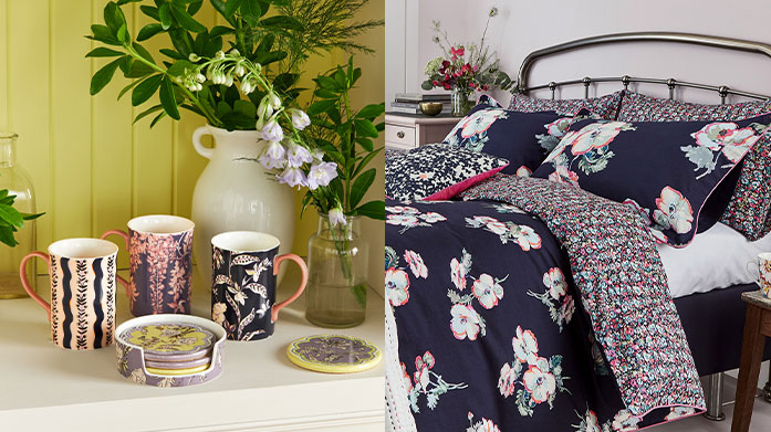 Spotlight on: Floral Homeware Explore inspiring and poetic floral prints throughout luxury home furnishings from Joules, Laura Ashley, Ted Baker and other homeware brands.