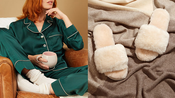 Winter Retreat: Nightwear & Slippers Prep for the cosy season with sumptuously soft slippers and PJs.