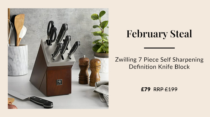 Zwilling Knife Block Steal   Shop this Zwilling 7-piece self-sharpening knife block for just £79 in today's STEAL!