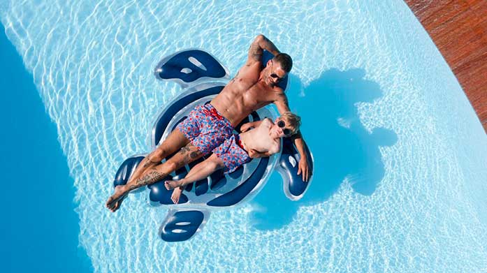 Premium Men's Swim & Beach Here comes the sun! Take a dip inside our men's swimwear and beachwear edit. Explore our exotic selection of swim shorts, beach shirts and vibrant polos.