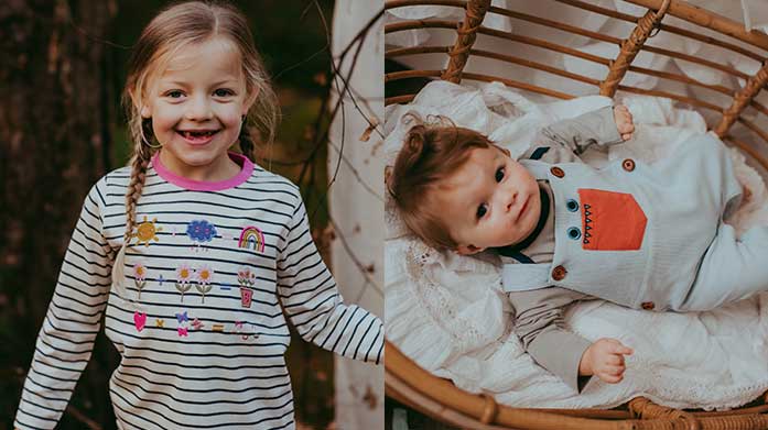 Brand Debut! Lilly + Sid Kids Shop organic cotton clothing from Lilly + Sid, including rompers, leggings, sweatshirts and playsuits, decorated with sweet farm animal motifs.