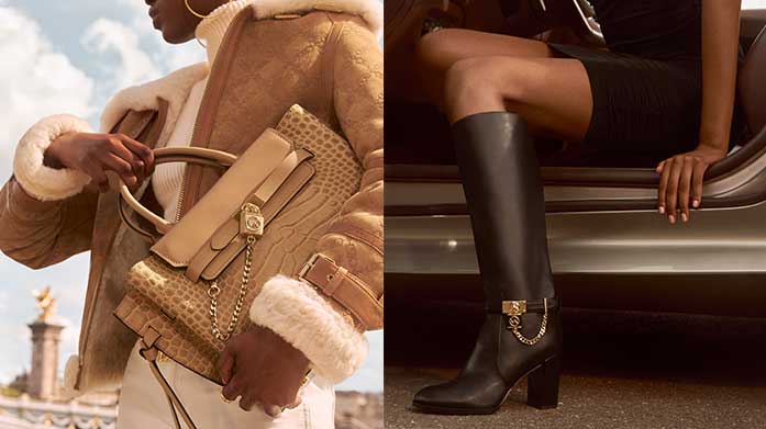Michael Kors From the chunky Dupree Chelsea boot to the Chantal cross-body bag, discover luxurious American style from fashion icon, Michael Kors.