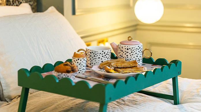 Breakfast In Bed From luxury bedding to espresso cups and bathrobes, you’ll want to add each ensemble to your breakfast in bed essentials.