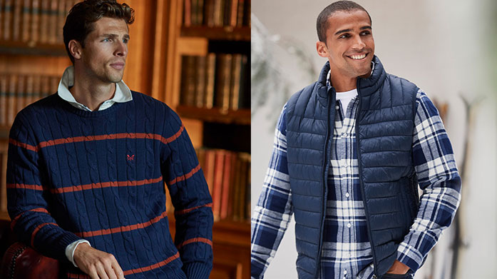 Crew Clothing Express Shop For Him Designed with weekends in mind, our Crew Clothing menswear sale includes a selection of British-made cotton shirts, half-zip sweatshirts and jackets.