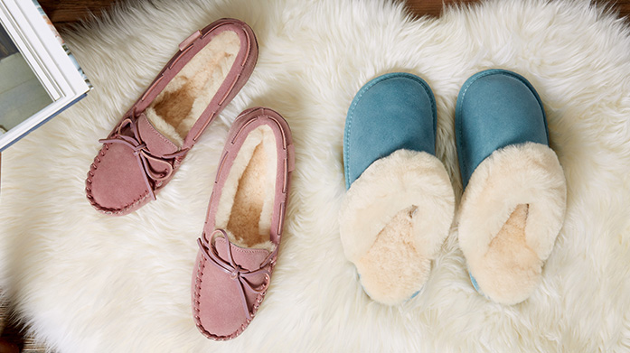 New In! Fenlands Sheepskin Slippers Snuggle up in a pair of slippers from Fenland Sheepskin, created in the cosiest, high-quality sheepskin for all-day comfort.