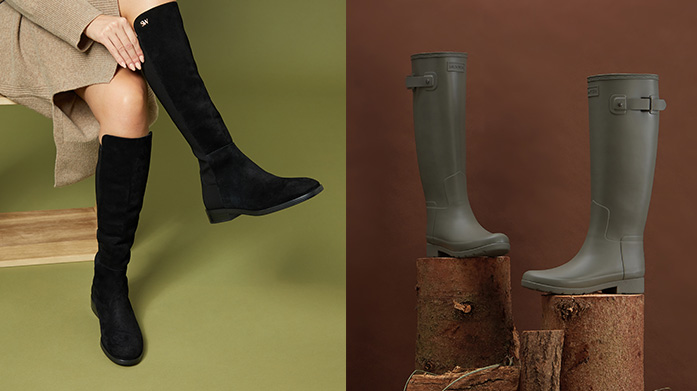 The Long Boot Edit The thigh's the limit! Shop The Long Boot Edit for thigh-highs, knee-highs and wellies from Hunter, Stuart Weitzman and FRAME.